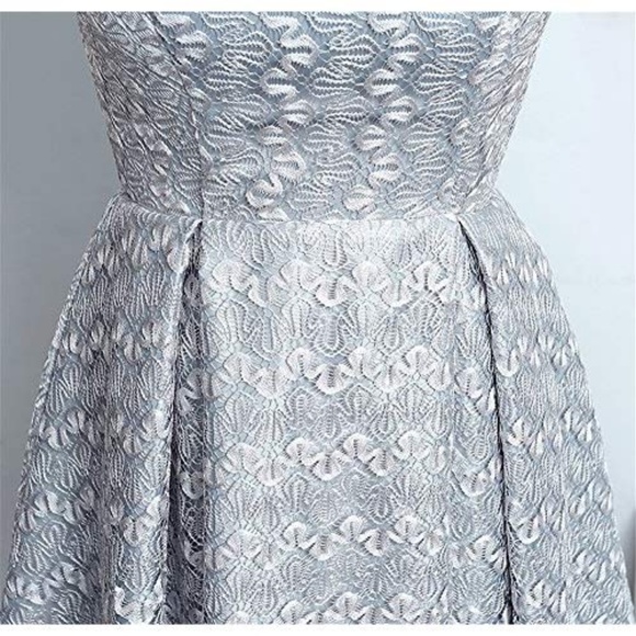 Silver Retro Floral Lace Cap Sleeve Vintage Dress - Picture 5 of 6